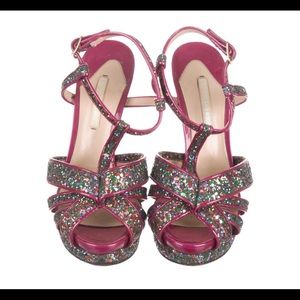 Nicholas Kirkwood Glitter Mulistrap Platform Heels